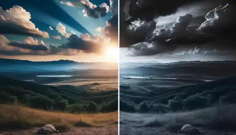 Landscape scene with and without a graduated ND filter