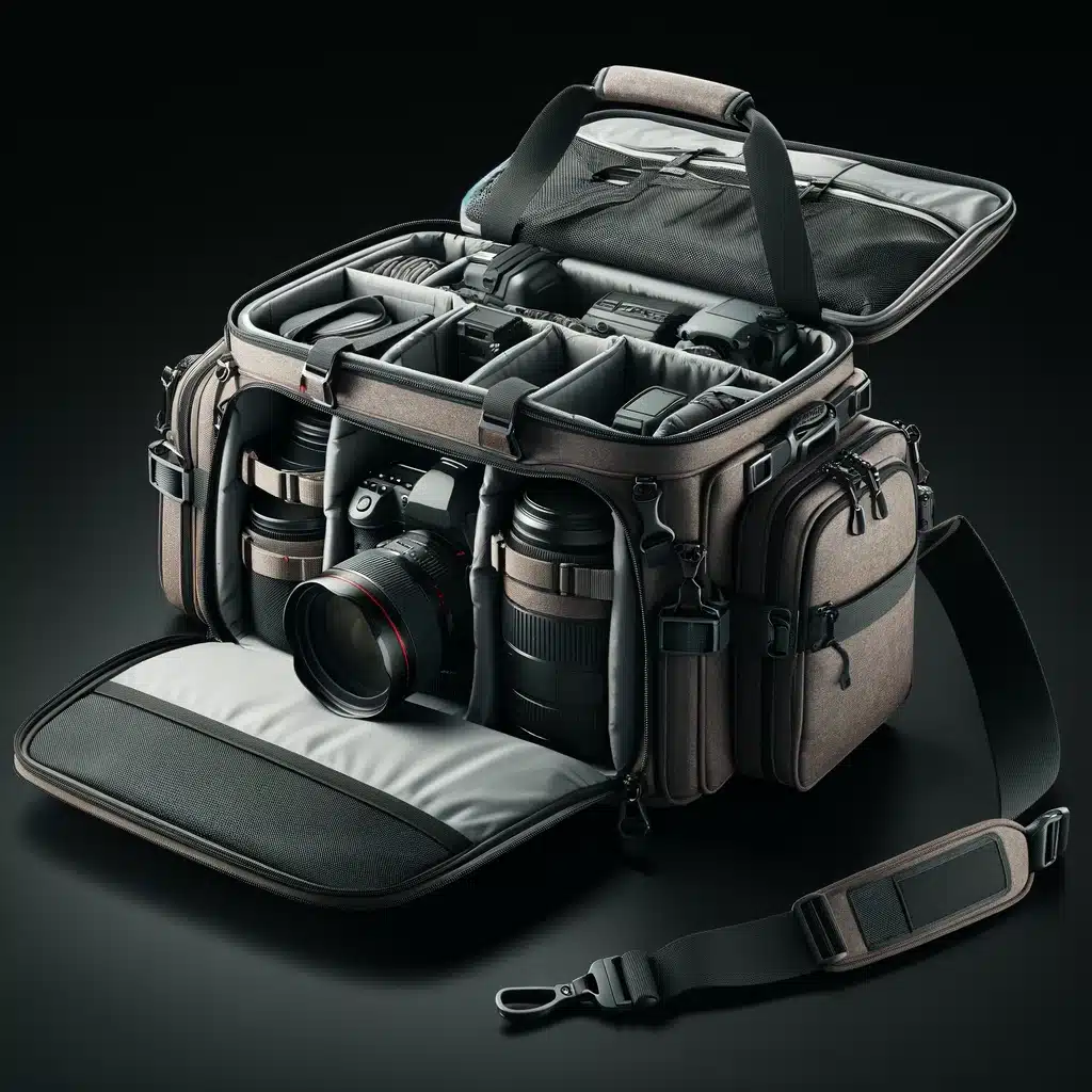 Photographer's camera bag with ample storage, comfortable straps, and weather-resistant design