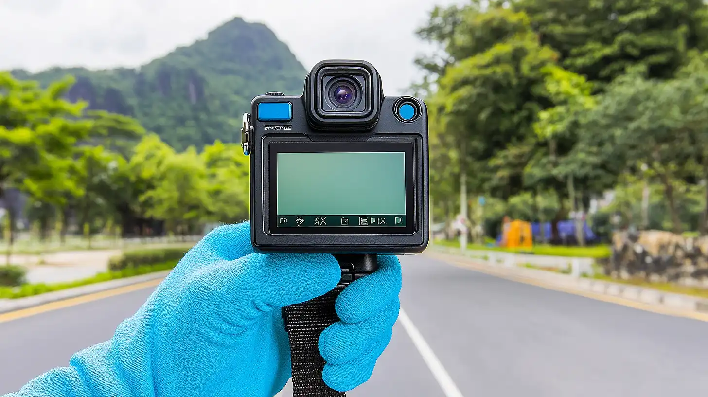 A rugged action photographic equipment mounted on a bike handlebar, ideal for capturing high-adrenaline moments