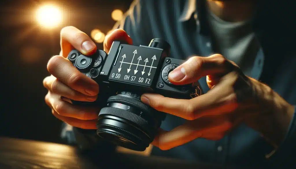 Photographer adjusting the shutter speed on a camera, showcasing the transition from slow to fast speeds, emphasizing the importance of camera settings.