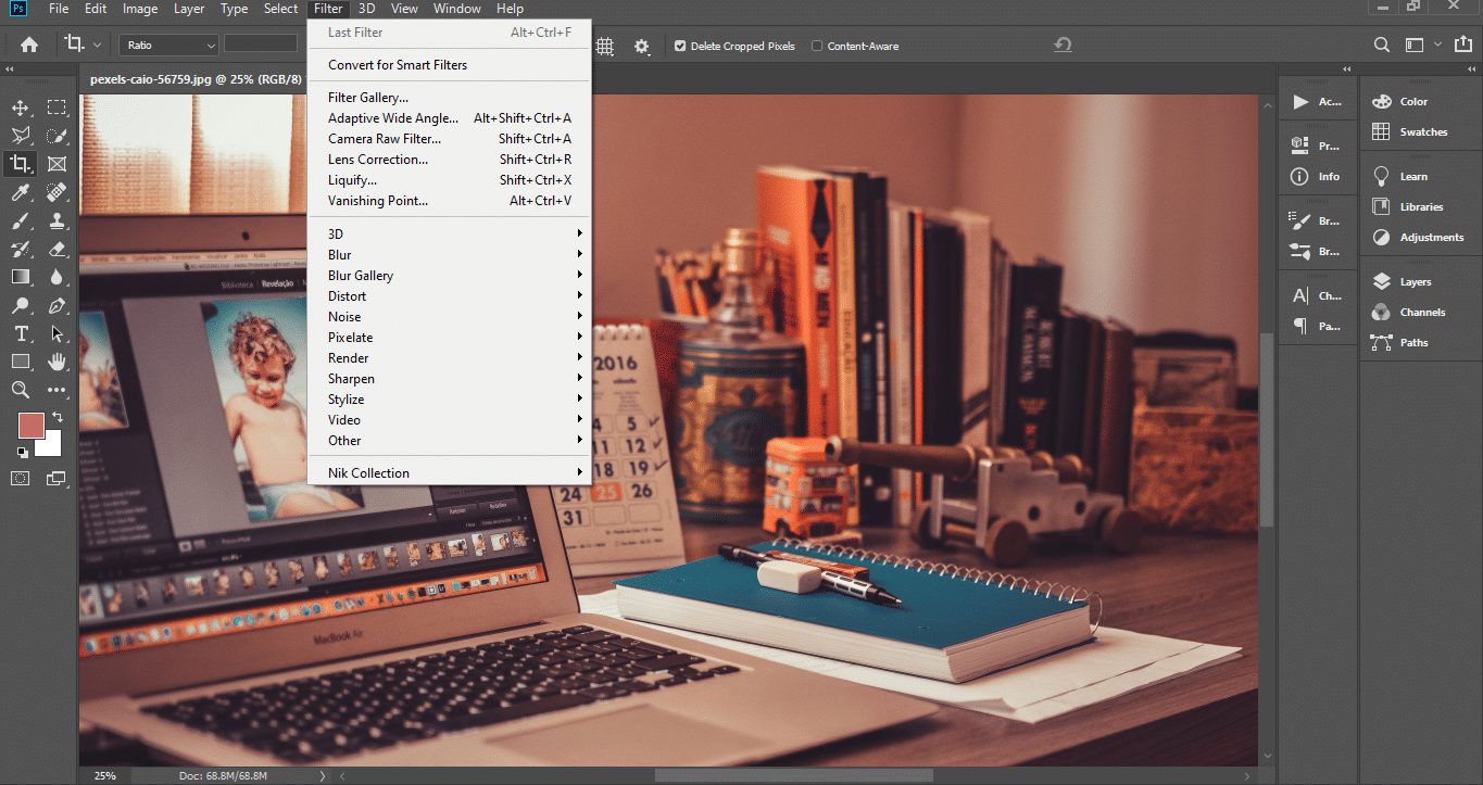 Different types of filters in Photoshop
