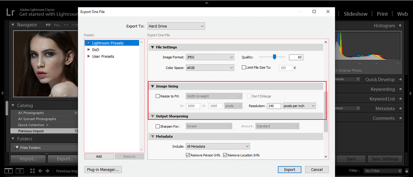 Lightroom Export Settings for Instagram Lightroom Tutorials