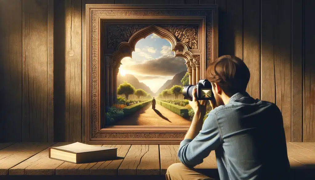 Photographer utilizing 'frame within a frame' technique for a depth-filled composition.