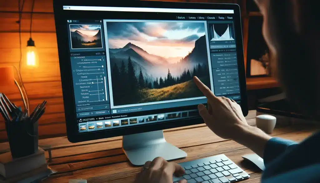 Adjusting a landscape photo's aspect ratio on a computer using Lightroom