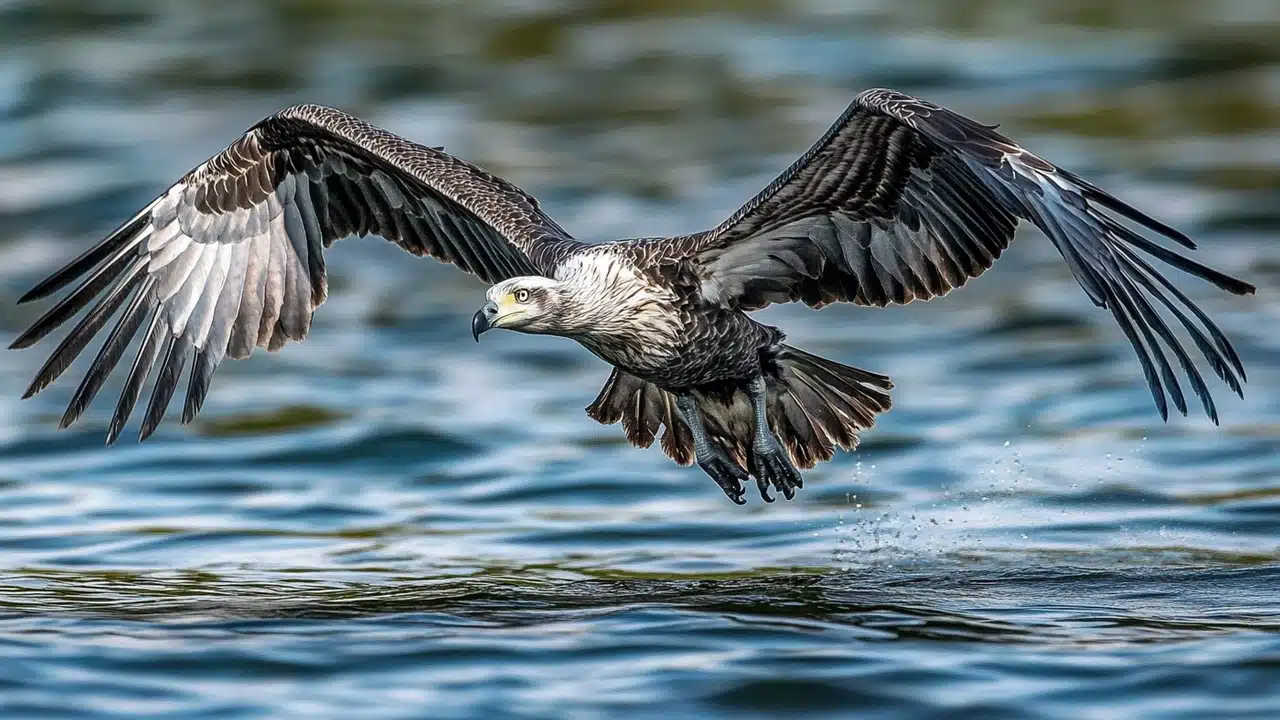 A bird in mid-flight above the sea, captured in motion, demonstrating the beauty and dynamics of wildlife photography.