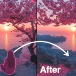 How to remove an object in Photoshop - before and after image showcasing object removal