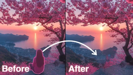 How to remove an object in Photoshop - before and after image showcasing object removal