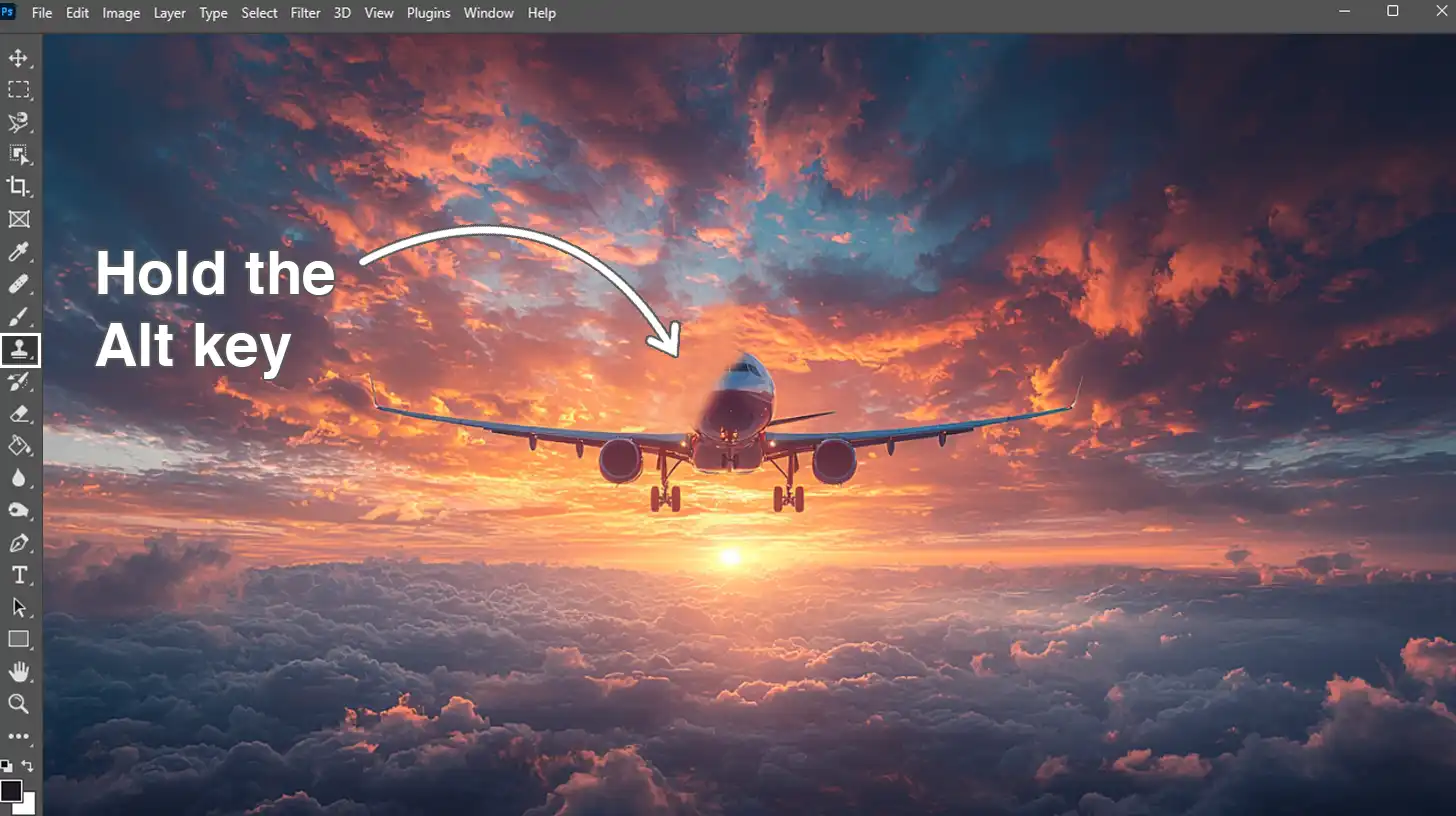 A screenshot of the Clone Stamp Tool in action in Adobe Photoshop