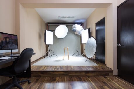 Indoor photography studio with Softbox and Umbrella Lighting