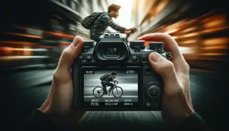 DSLR camera in shutter priority mode showcasing fast-moving objects, low-light scenes.
