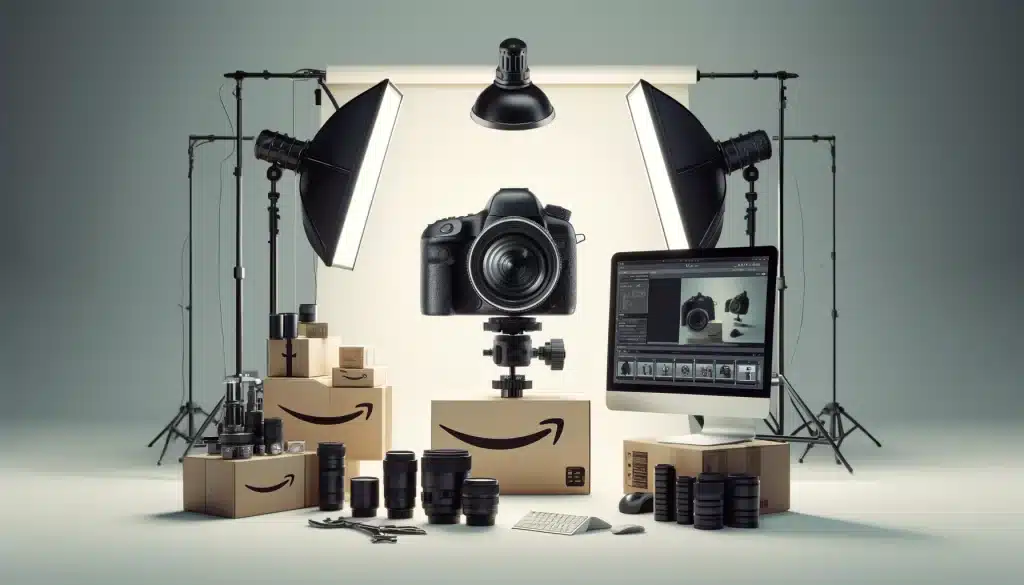 Professional photography setup for Amazon with a product on a pure white background