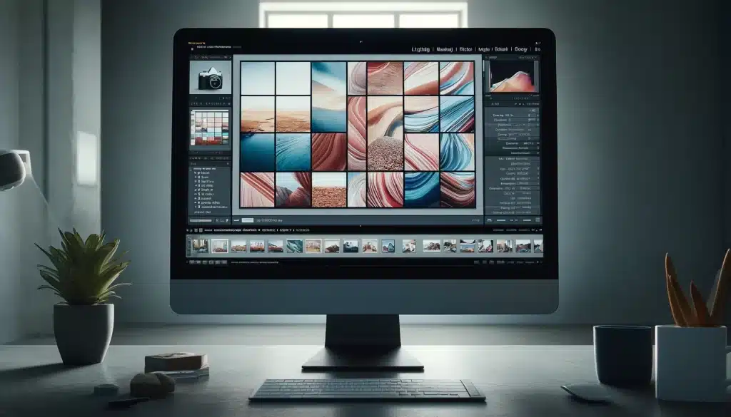 Professional photo editing workspace with LR showcasing advanced techniques.