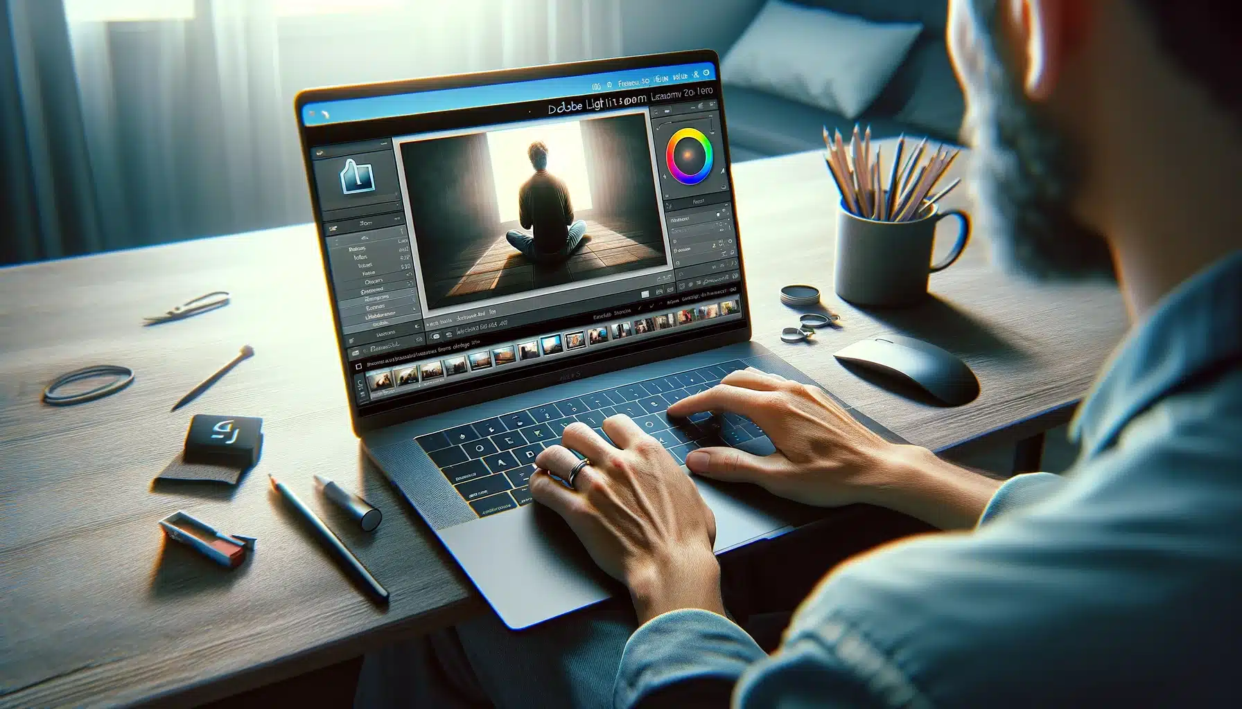 Person using Software on a laptop, depicting the evolution from beginner to pro editor.