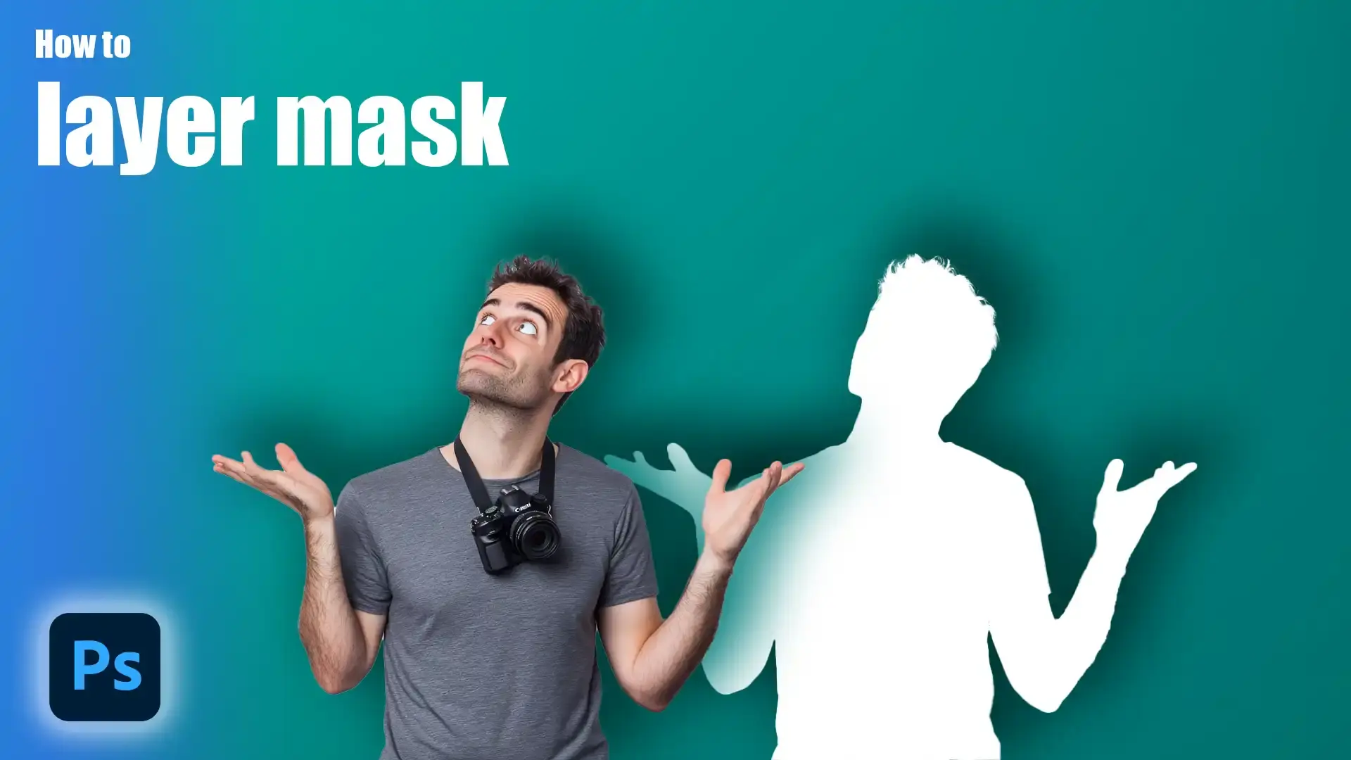 Person looking up at a silhouette created using a layer mask in Photoshop, demonstrating the technique of using layer masks.