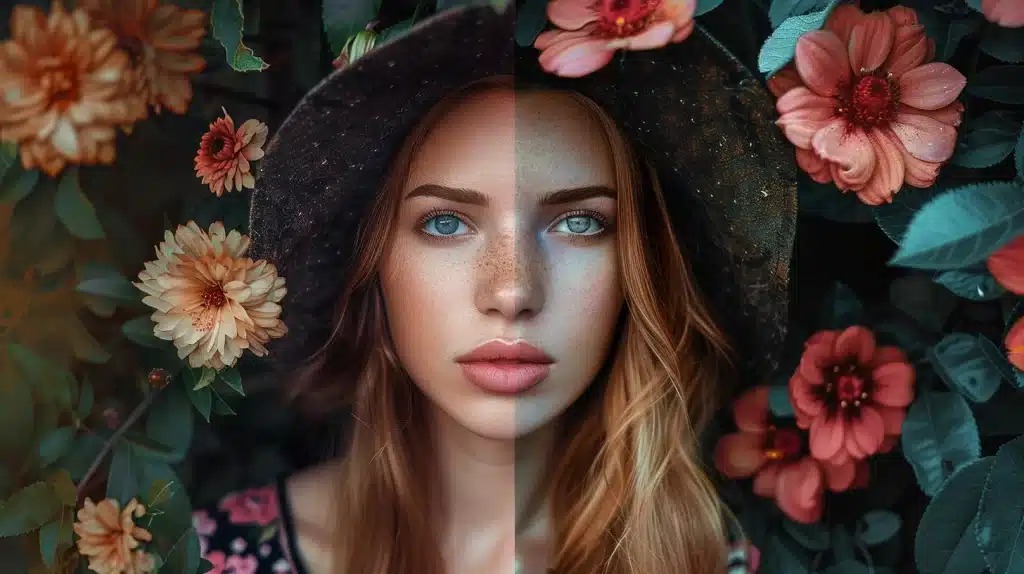 Girl in flowers photoshop