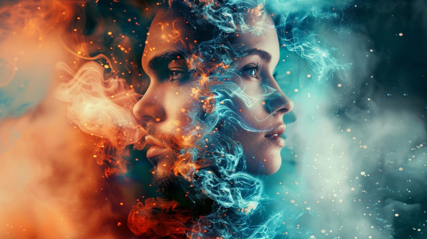 a portrait photo enhanced with focus stacking, emphasizing detailed and artistic effects.