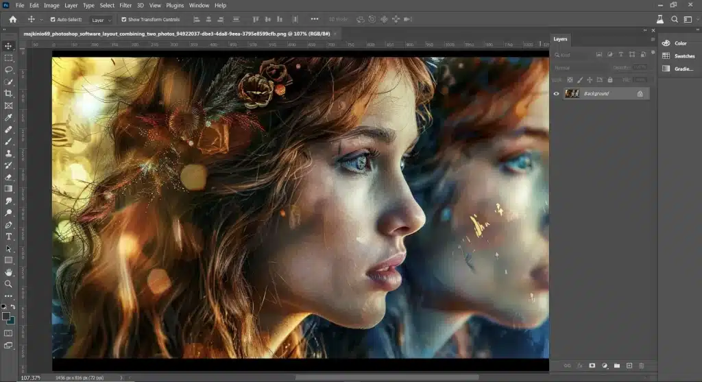 Girl being duplicated in a photoshop