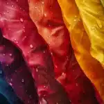 Colorful layered fabric with water droplets