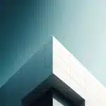 Modern building corner with ample negative space and cool tone gradients