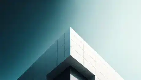 Modern building corner with ample negative space and cool tone gradients