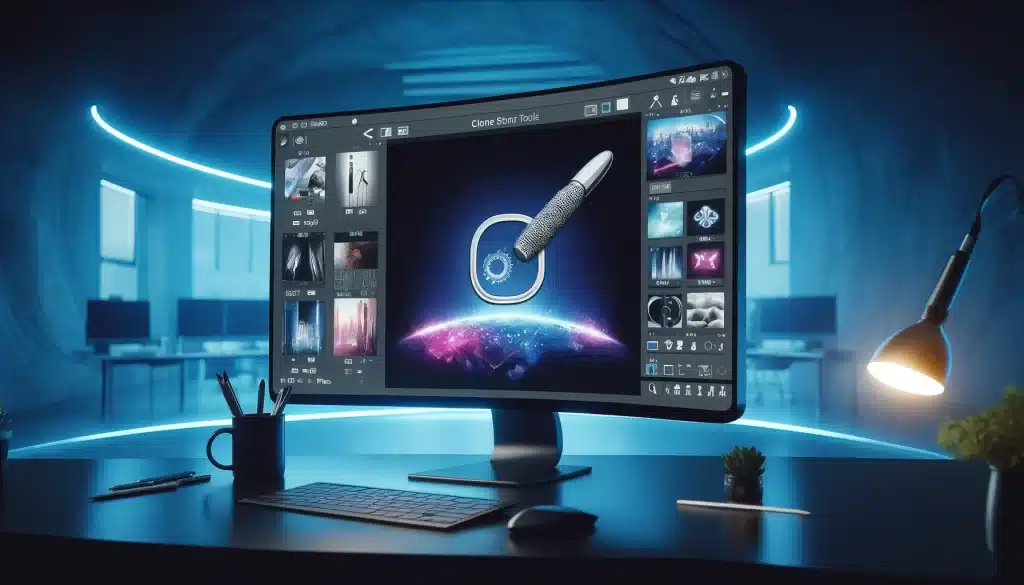 Digital editing suite showcasing Clone Stamp and Healing tools