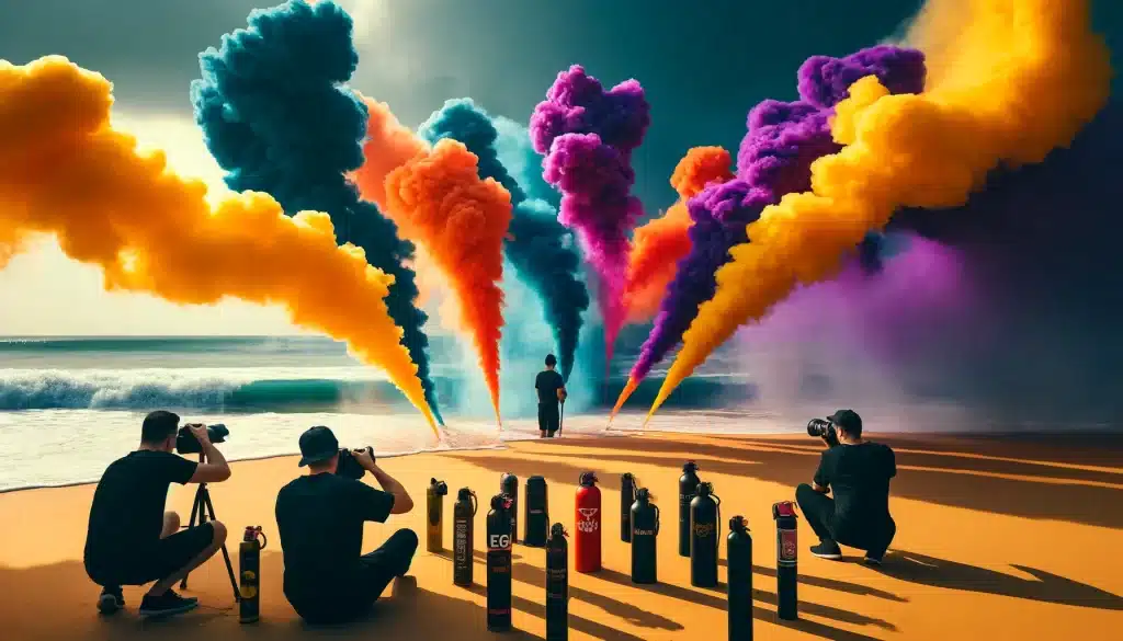 Photographers at a beach demonstrating vibrant and colorful techniques