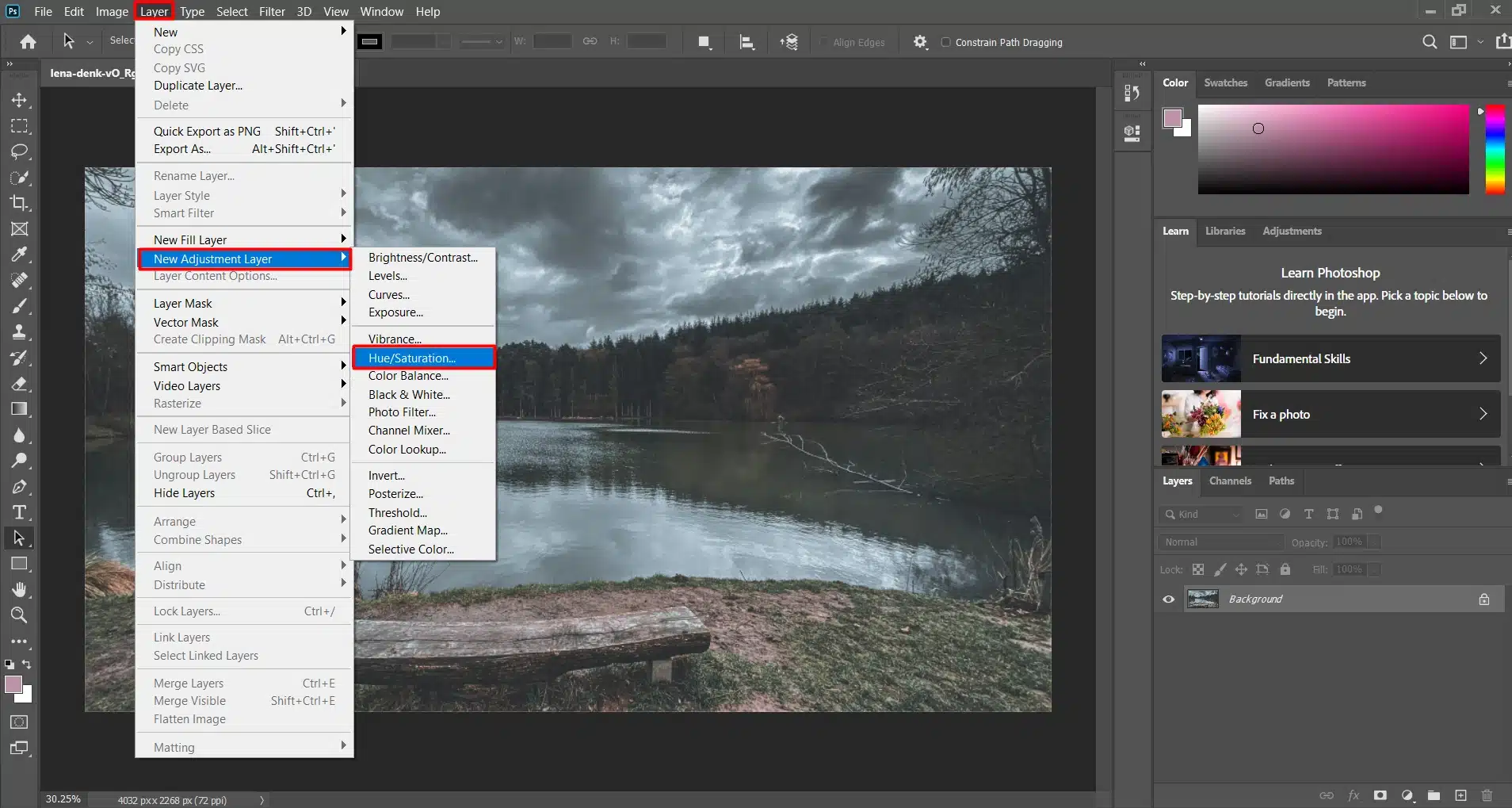 Photoshop screenshot with a focus on layers and adjustments