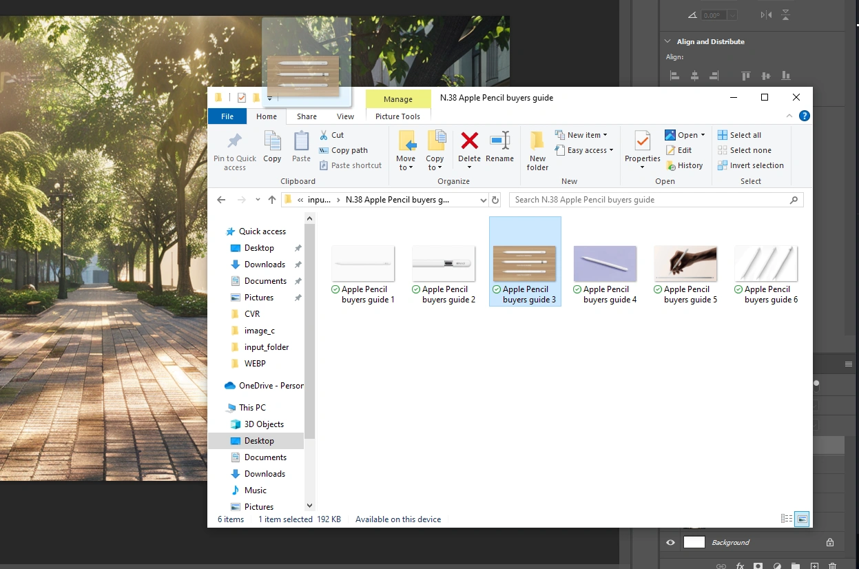 Screenshot showing how to drag and drop an image file into Photoshop