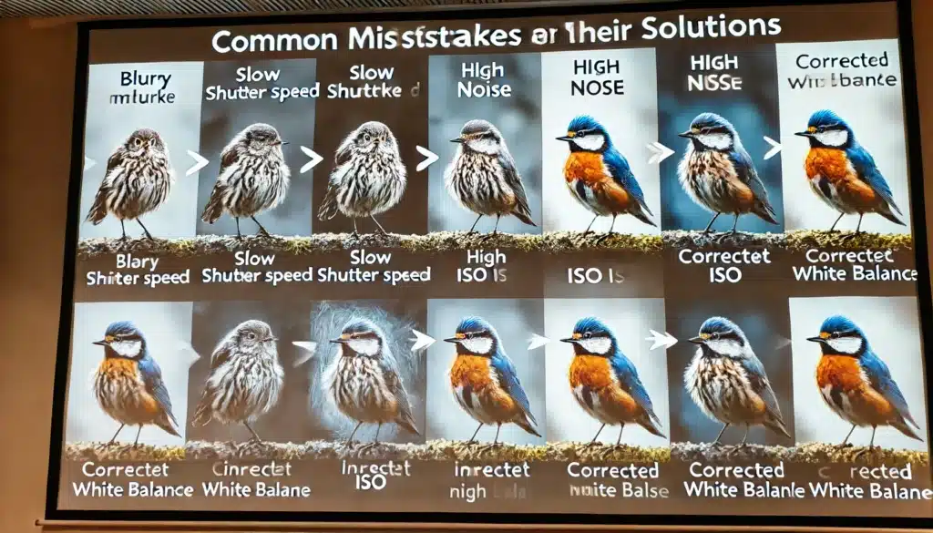 Comparison of fowl snapshots showing common mistakes and corrected techniques