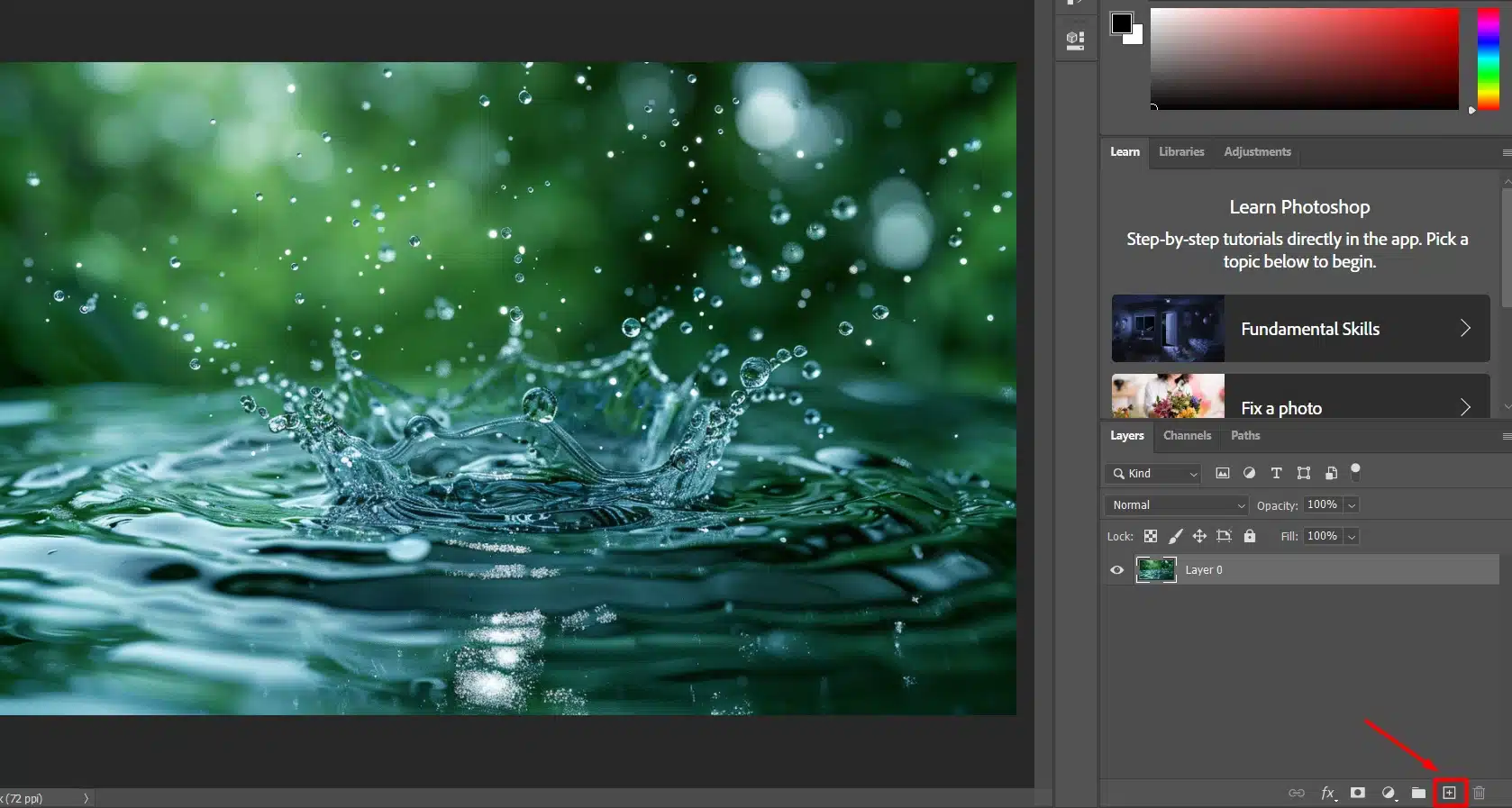 Noise layer added to create raindrop effect in Photoshop