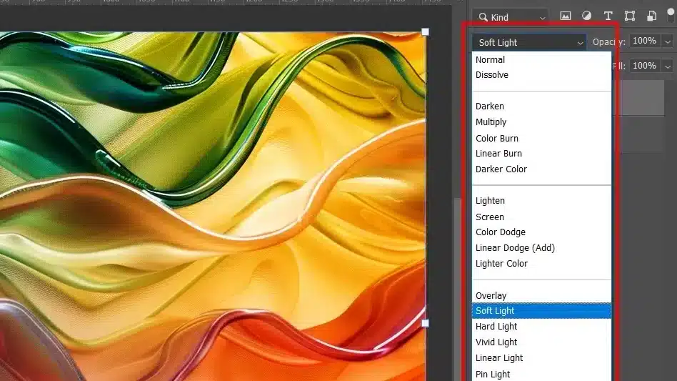 Adobe interface with colorful wave-like surfaces.