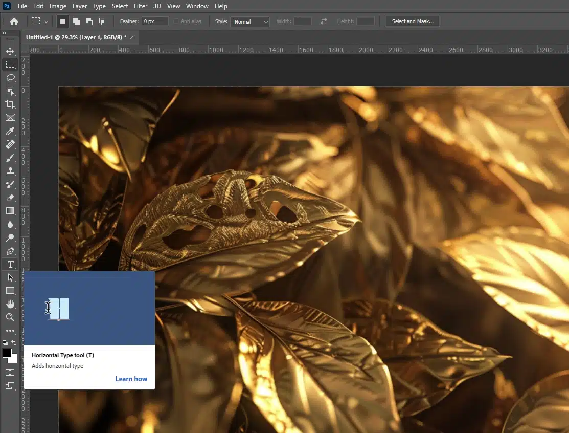 Adding a Gold Text Layer in Photoshop.