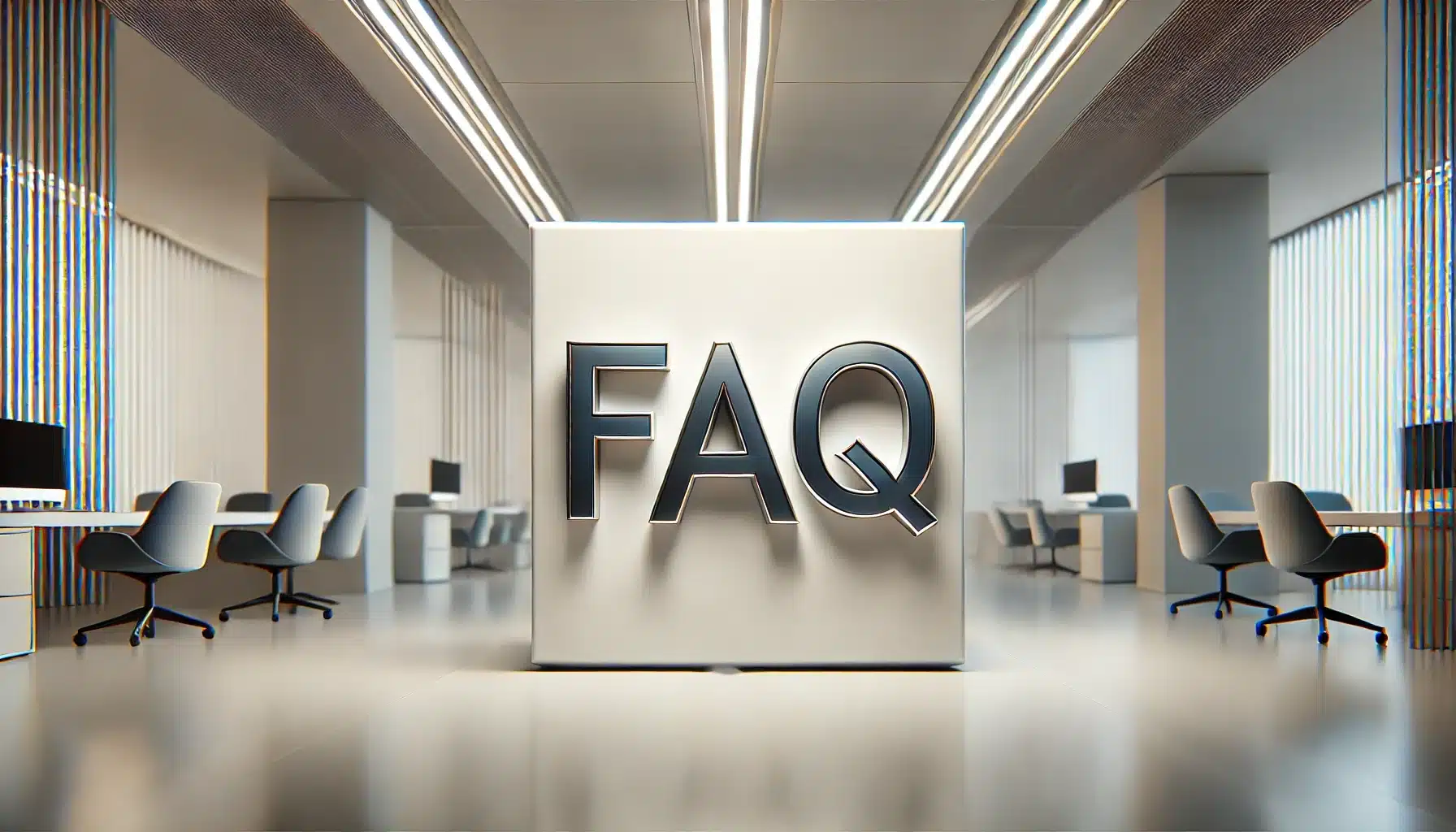 Image of a FAQ sign in a modern office related to lightning effects in Photoshop