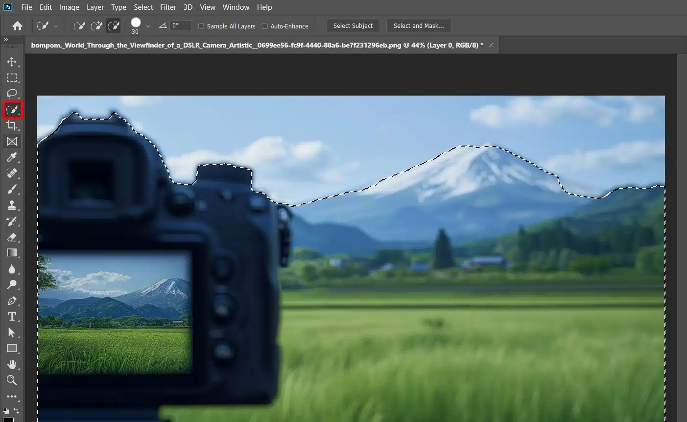 Selecting and masking the sky in Photoshop using the Quick Selection Tool