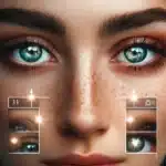 Close-up of eyes being enhanced in Photoshop