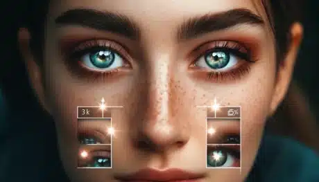 Close-up of eyes being enhanced in Photoshop