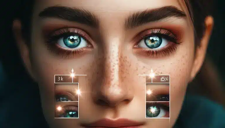 Close-up of eyes being enhanced in Photoshop