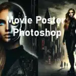 Movie poster design in Photoshop featuring a futuristic cyborg character