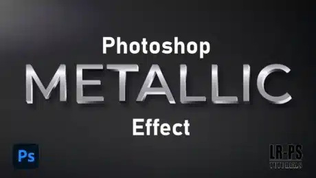 Photoshop metallic effect tutorial showcasing a 3D metallic text design