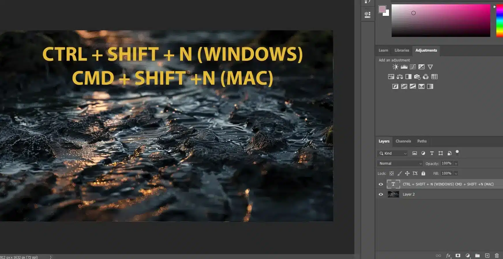 Close-up of Photoshop interface showing how to duplicate a layer