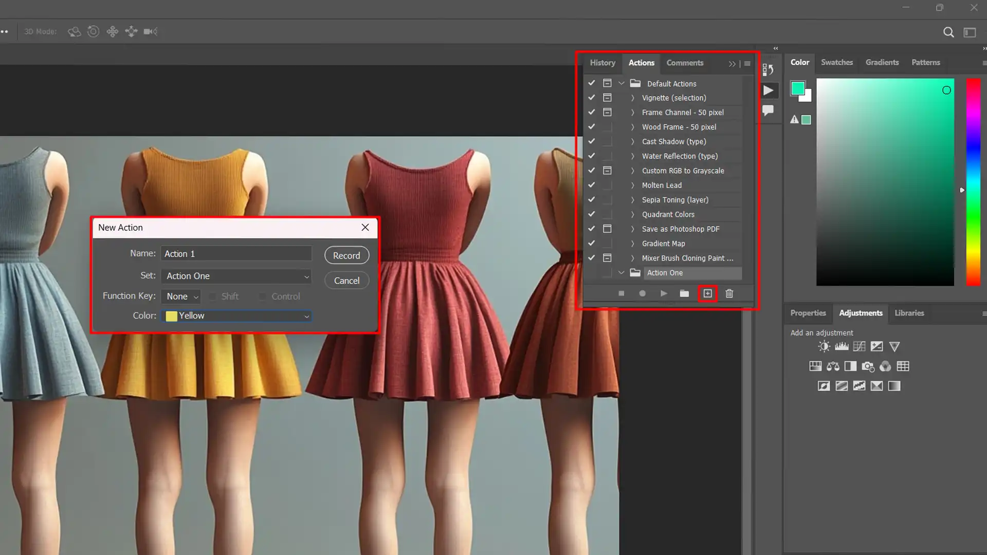 Creating a New Action in Photoshop