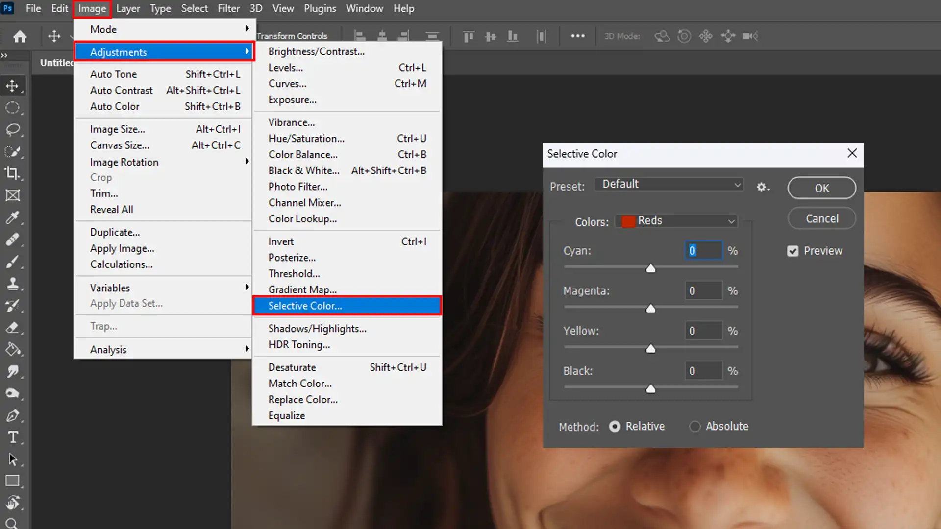 Adjusting skin tone and texture for a natural look.