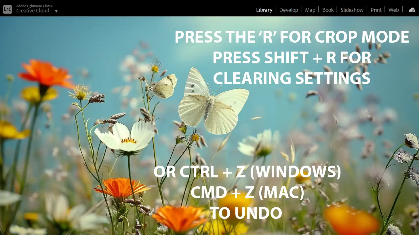 Combining key commmands like 'R' for crop mode and 'Ctrl + Z' for undo to improve workflow efficiency in LR Classic