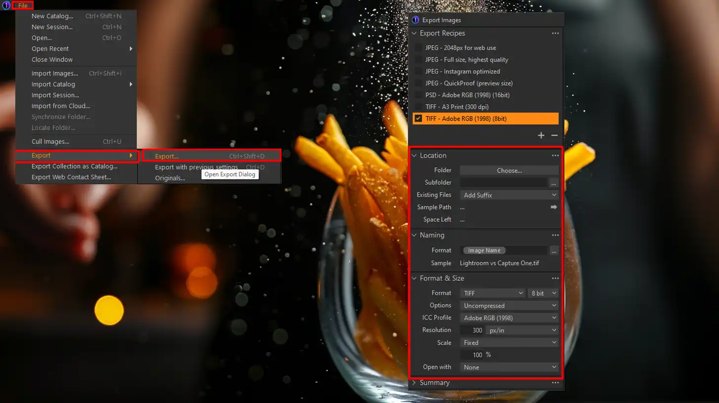 Lightroom vs Capture One: Lightroom Classic excels at export speed, making it ideal for photographers processing large batches of images efficiently