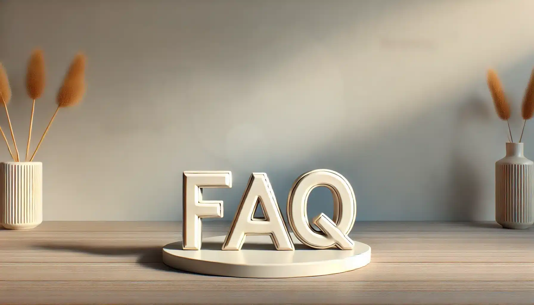 High-resolution image with a clean and professional design featuring the word 'FAQ' prominently displayed in the center