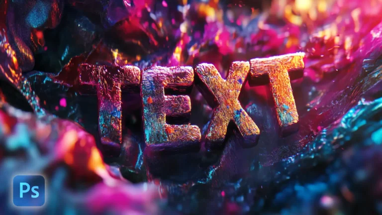 How to add texture to text in Photoshop, showcasing a colorful and textured 3D text effect that enhances the visual appeal of digital designs.