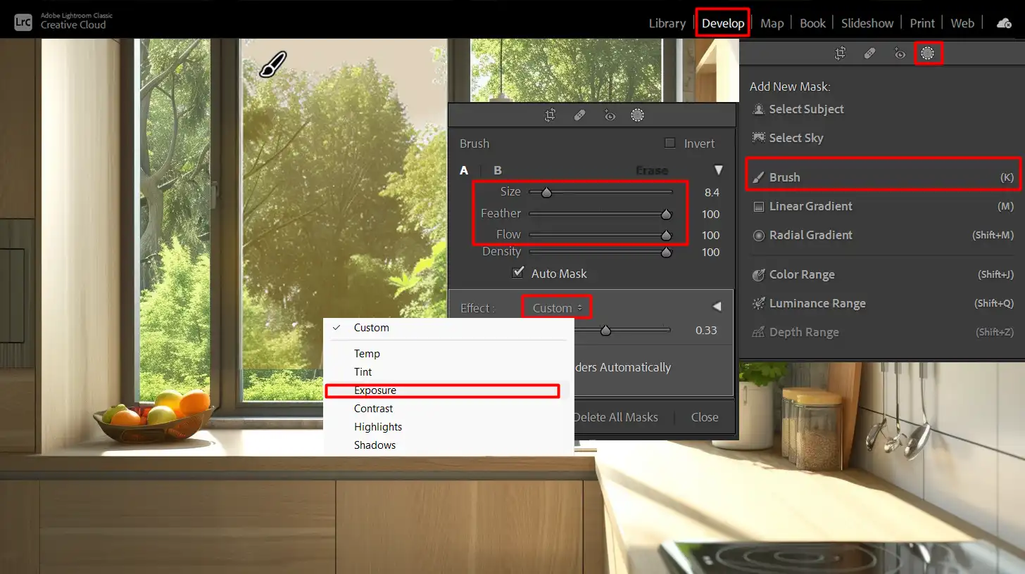 Step-by-step guide on how to use the Adjustment Brush Tool in Lightroom