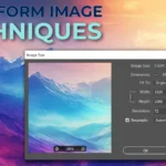 Transform image techniques in Photoshop, showing a user interface with image resizing options to enhance visual creativity and editing efficiency.