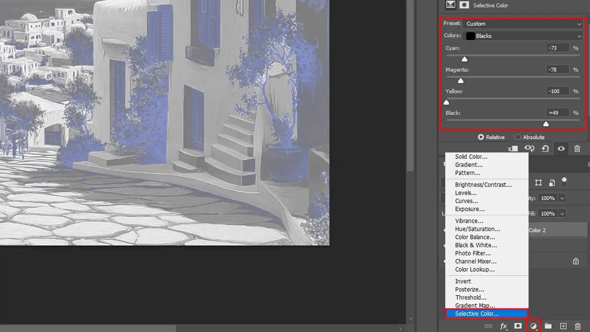Making a Selective Color Adjustments to an image.