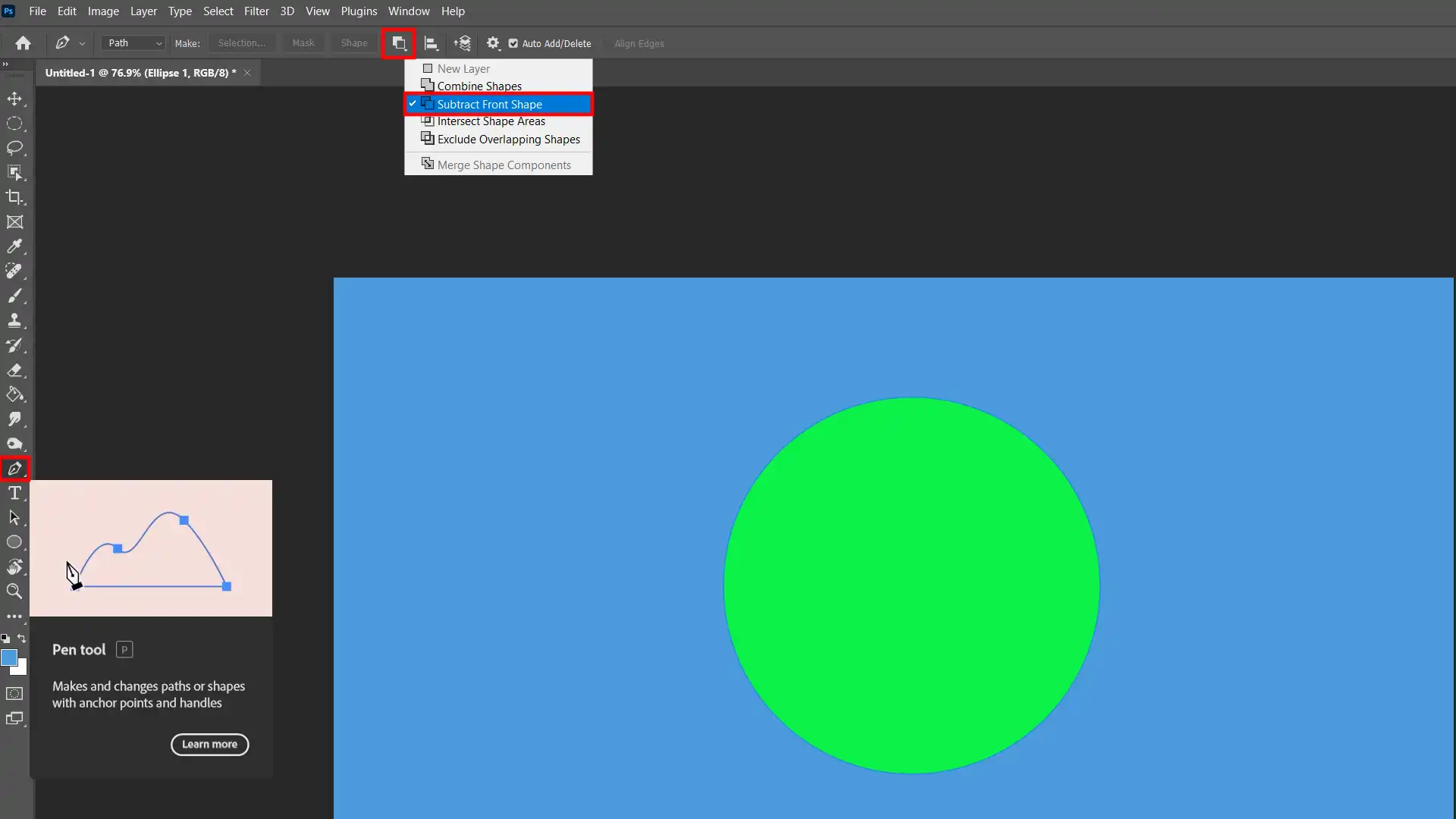 Subtraction of Front Shape in Photoshop